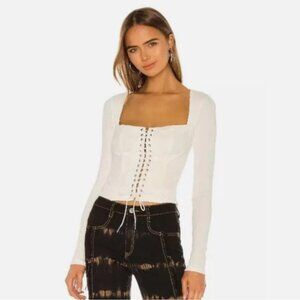 I.AM.GIA White Portia Bustier Lace Up Top, size M never worn